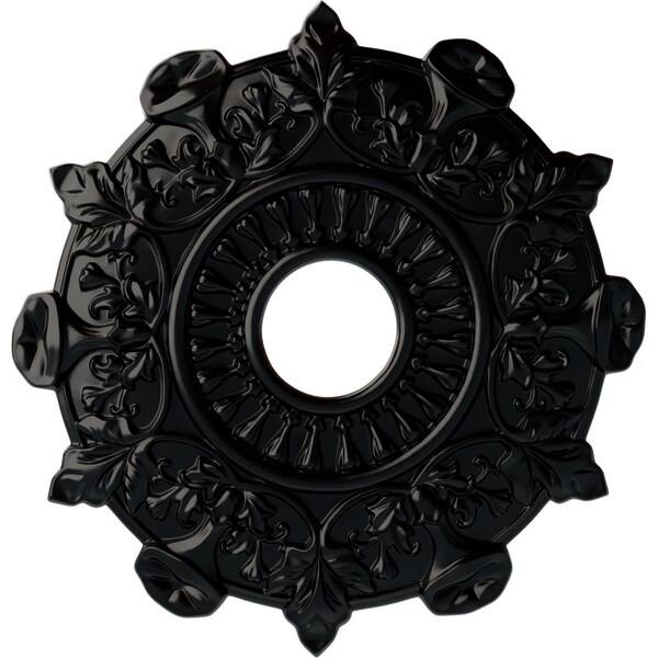 Ekena Millwork Preston Ceiling Medallion (Fits Canopies up to 4"), Hand-Painted Jet Black, 17 1/2"OD x 4"ID x 1"P CM17PRBLF - main